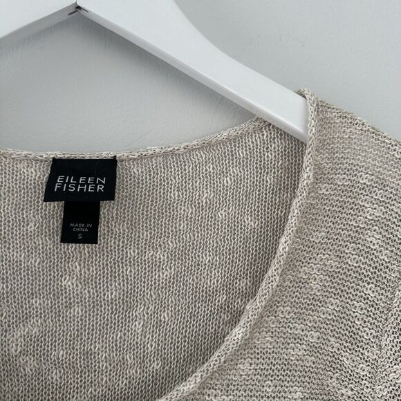 EILEEN FISHER Beige Linen Cotton Blend Luxury Sweater Layer Women’s Small Tan - Picture 2 of 5